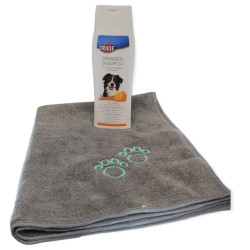 animallparadise Shampoo 250ml und Mikrofaserhandtuch, mit Orangengeschmack für Hunde. Shampoo