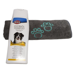 animallparadise Shampoo 250ml com óleo de jojoba e toalha em microfibra, para cães. Champô