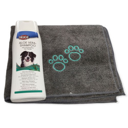 animallparadise Shampoo Aloe Vera, 250ml e toalha em microfibra, para cães. Champô