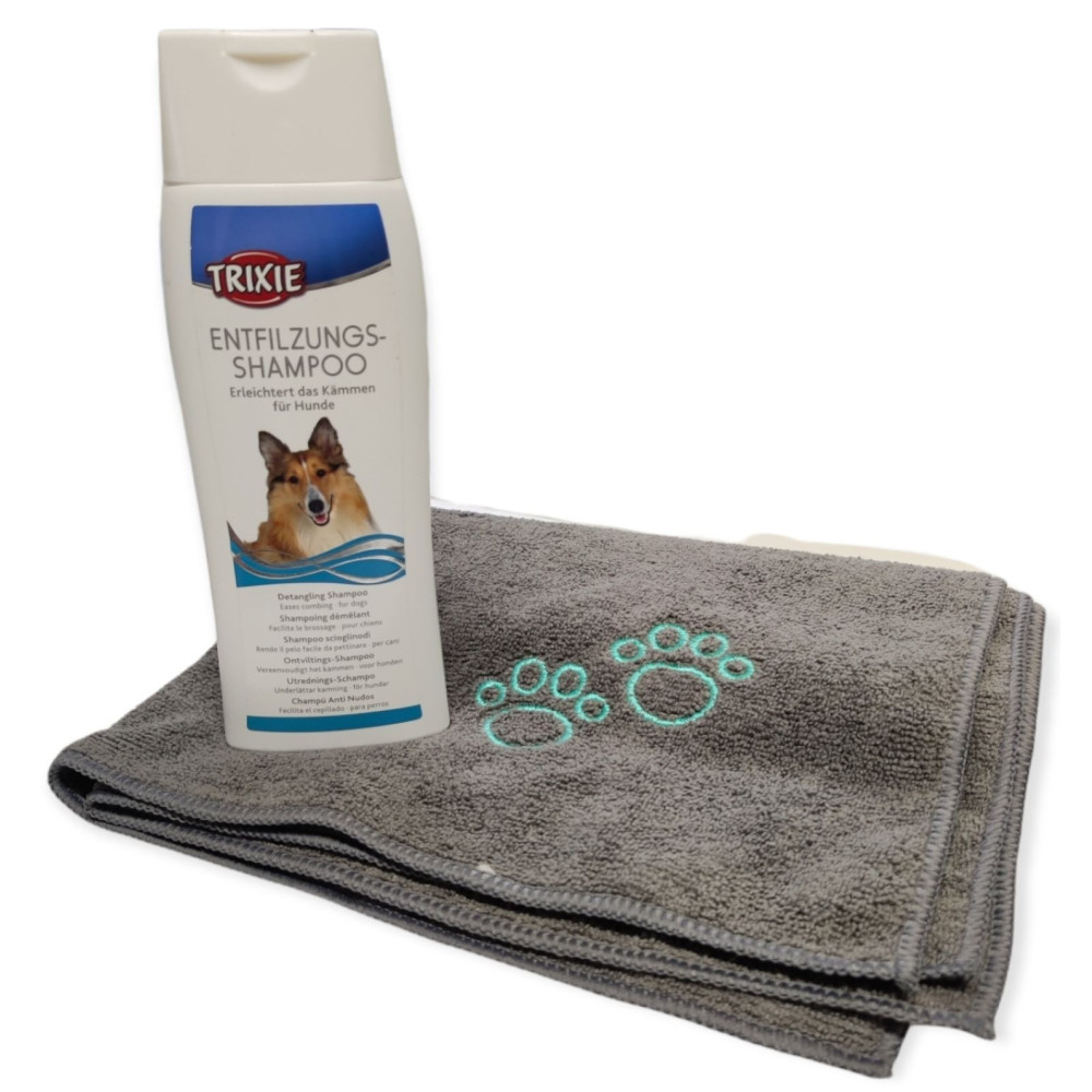 animallparadise Shampoo districante, per cani a pelo lungo, 250 ML con asciugamano in microfibra Shampoo
