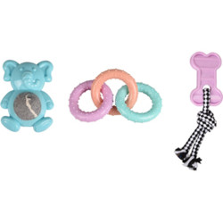 animallparadise set aus 3 Spielzeugen für Welpen. LOEKIE. TPR Puppy . Kauspielzeug für Hunde