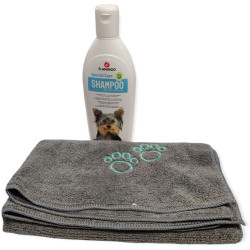 Shampoing Shampooing Yorkshire, 300ml, pour chien et une serviette en microfibre.