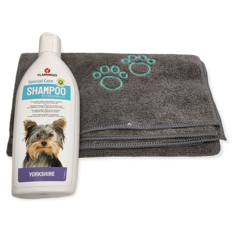 animallparadise Yorkshire Shampoo, 300ml, para cães e uma toalha em microfibra. Champô