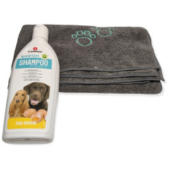 animallparadise Shampoo all'uovo per cani, 300 ml con asciugamano in microfibra. Shampoo