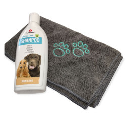 animallparadise Champô para cães, cuidado da pele, 300 ml e toalha de microfibras. Champô