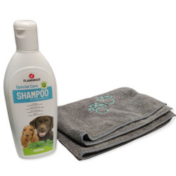 animallparadise Hundeshampoo mit Gras, 300 ml und Mikrofaserhandtuch. Shampoo
