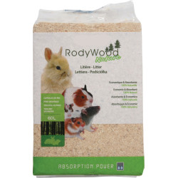 animallparadise Lecho de madera natural Rodywood 60 litros. para roedores. peso 2.658 kg. Lecho de roedores y virutas