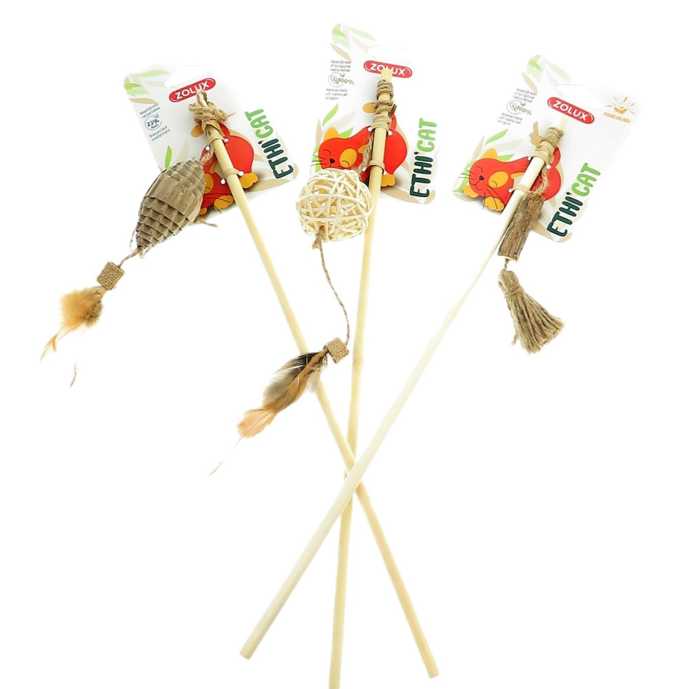 animallparadise 3 bamboe vishengels, kartonnen speelgoed, rotan en matatabi, voor katten Vishengels en veren