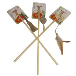 animallparadise 3 Bambus-Angelruten, Matatabi-Spielzeug, Karton und Rattan, für Katzen Angelruten und Federn