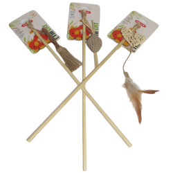 animallparadise 3 Bambus-Angelruten, Matatabi-Spielzeug, Karton und Rattan, für Katzen Angelruten und Federn