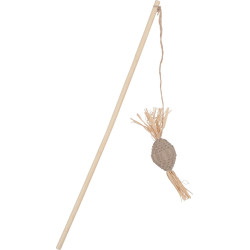 animallparadise 3 varas de pesca de bambu, brinquedo Matatabi, papelão e rotim, para gatos Varas e penas de pesca