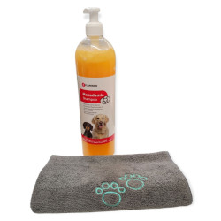 Shampoing Shampoing 1L Macadamia avec serviette en microfibre pour chien