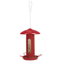 animallparadise Solo-Futterhaus Metall rot H 44 cm für Vögel Futterstelle für Samen