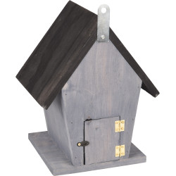 animallparadise Casa para aves 18,5 x 15 x 23 cm em madeira cinzenta / preta Birdhouse