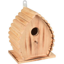 animallparadise Casita de pájaros 16 x 12,5 x 19,5 cm de madera de llama natural Casa de pájaros