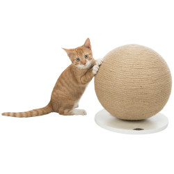 animallparadise Kratzkugel, runde Form für Katzen, auf einem Tablett montiert. Kratzer und Schaber