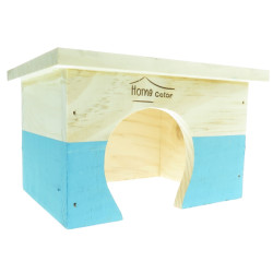 animallparadise Casa rectangular de madera, azul, 18 x 14 x 11 cm para roedores Camas, hamacas, nidos