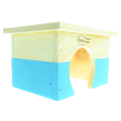animallparadise Casa de madeira rectangular, azul, 18 x 14 x 11 cm para roedores Camas, redes de dormir, ninhos