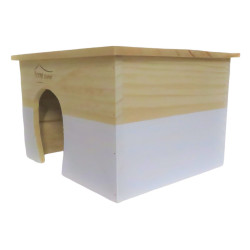 animallparadise Casa de madera rectangular, blanca, 28 x 23 x 17 cm para roedores Camas, hamacas, nidos