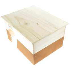 animallparadise Casa de madera rectangular, caramelo, 35 x 27,5 x 20 cm para roedores Camas, hamacas, nidos
