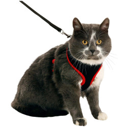 animallparadise Arnês de gato, preto e vermelho, tamanho M, ajustável Arnês