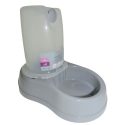 animallparadise Dispensador de agua 1,5 litros, plástico gris, para perro o gato Dispensador de agua, alimentos