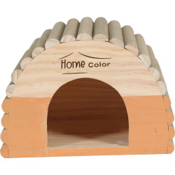 animallparadise Casa de madeira meio redonda, caramelo, 21 x 14,5 x 15 cm para roedores Camas, redes de dormir, ninhos