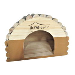 animallparadise Casa de madeira meio redonda, caramelo, 21 x 14,5 x 15 cm para roedores Camas, redes de dormir, ninhos