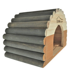 animallparadise Casa de madera medio redonda, caramelo, 21 x 14,5 x 15 cm para roedores Camas, hamacas, nidos