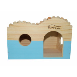 animallparadise Rectangular wooden house, half round roof, blue, 29.5 cm x 18 cm H 20 cm for rodents Beds, hammocks, nesters