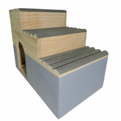 Lits, hamacs, nicheurs Maison en bois rectangulaire, toit plat demi rond, gris, 30 cm x 18 cm H 23 cm pour rongeur
