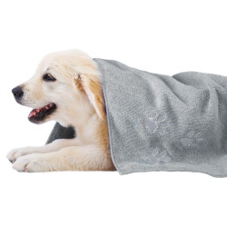 animallparadise Asciugamano in microfibra super assorbente, grigio, 50 x 80 cm, per cani. Accessori per bagno e doccia