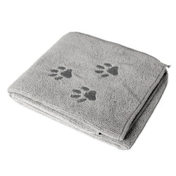 Accessoires pour le bain et la douche Serviette microfibre super absorbante, grise, 50 x 80 cm, pour chien.