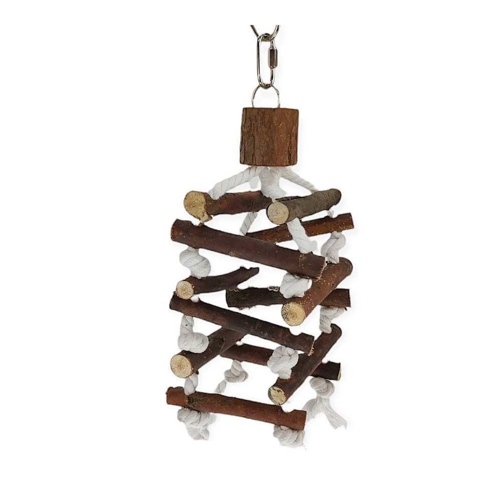animallparadise Torre de escalera de cuerda, madera de corteza, 32cm, para pájaros. Juguetes