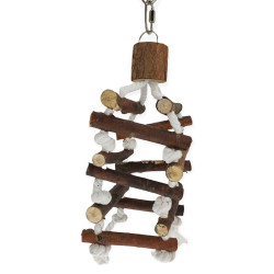 animallparadise Torre con scala di corda, legno di corteccia, 32cm, per uccelli. Giocattoli