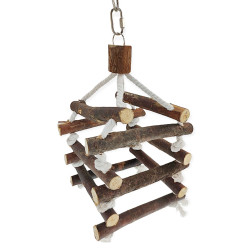 animallparadise Torre de escada de corda, madeira de casca de árvore, 40cm, para pássaros. Brinquedos