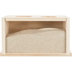 Bacs a litière  Baignoire de sable en bois pour rongeurs, 22 x 12 x 12 cm.