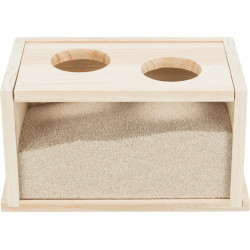 animallparadise Wooden sand bath for rodents, 22 x 12 x 12 cm. Litter boxes