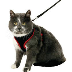 animallparadise Arnês de gatinhos, preto e vermelho, tamanho S, ajustável Arnês