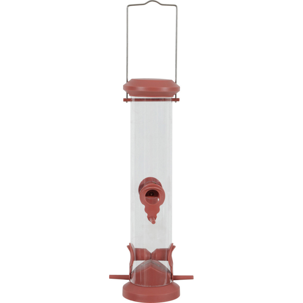 animallparadise Alimentador de silo de sementes, vermelho terra, altura 42 cm para aves Alimentador de sementes