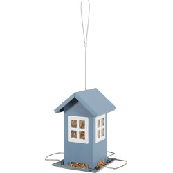 animallparadise Alimentador de pássaros azul com 4 janelas, para sementes de pássaros. Alimentador de sementes