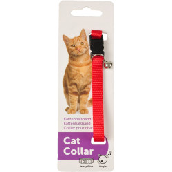 animallparadise Collar ajustable de 20 a 35 cm rojo con cascabel para gatos Collar