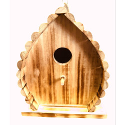 animallparadise Casa de pássaros 16 x 12,5 x 19,5 cm de madeira natural flamejada Birdhouse