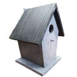 animallparadise Casa para pájaros 18,5 x 15 x 23 cm en madera gris/negra Casa de pájaros