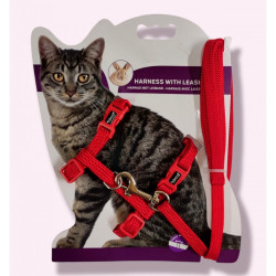 animallparadise Red harness with leash 1.20m, CLASSIC, for cat. Harness