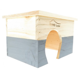 animallparadise Rectangular wooden house, grey, 23.5 x 18 x 15 cm for rodents Beds, hammocks, nesters