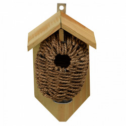 Esschert Design Caja nido de bolsillo de junco de mar, agujero ø 35mm. para pájaros reyezuelos. Casa de pájaros