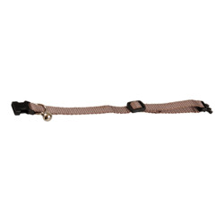 Flamingo Verstellbares Halsband von 19 bis 30 cm. taupe Farbe mit Glocke. für Katze Halsband