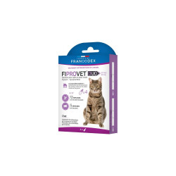 Antiparasitaire chat 4 pipettes anti puces Fiprovet duo pour chat