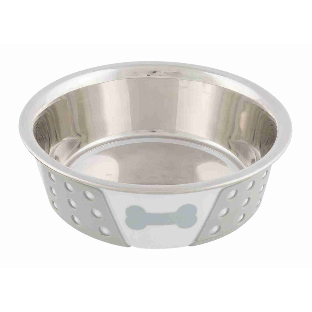 Trixie 400 ml, Stainless steel bowl with silicone and pattern, for dog or cat, ø 14 cm. Bowl, bowl
